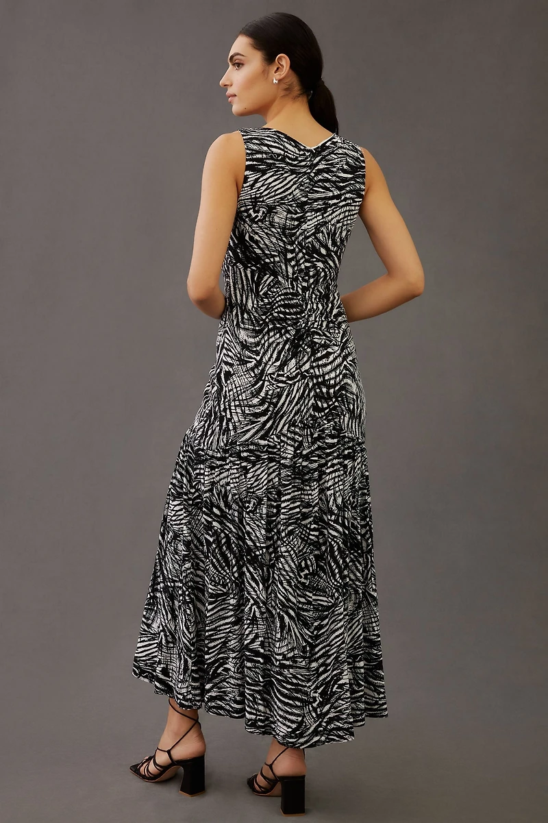 V-Neck Ruched Front Maxi Dress