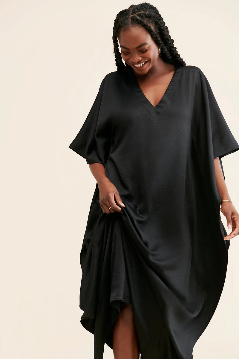 Ripley Rader Satin Crepe Caftan Dress
