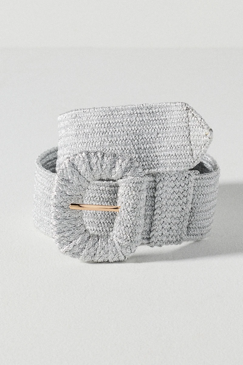Raffia-Wrapped Stretch Waist Belt