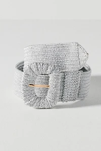 Raffia-Wrapped Stretch Waist Belt