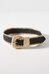 Raffia-Wrapped Stretch Waist Belt