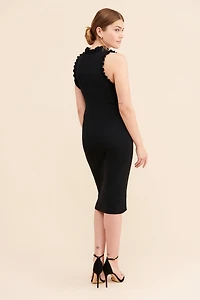 Current Air Ruffled Trim Knit Midi Dress