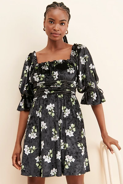 Hutch Velvet Floral Mini Dress
