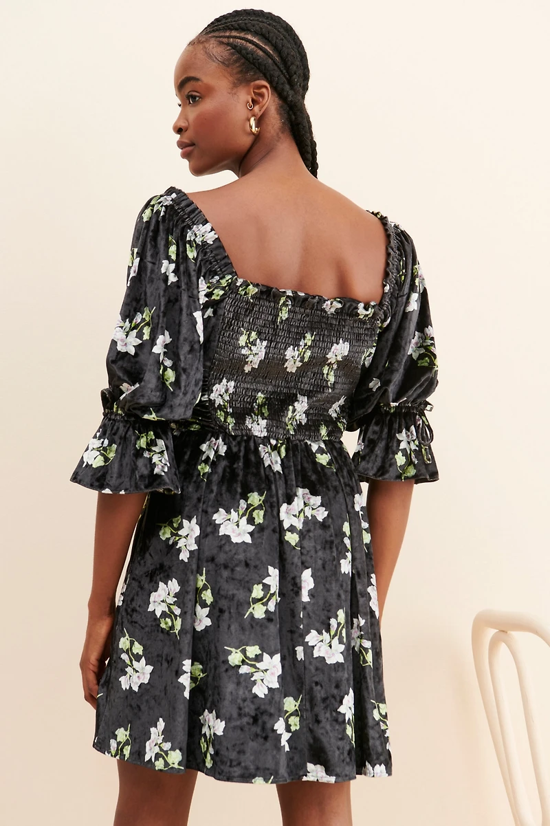 Hutch Velvet Floral Mini Dress