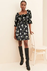 Hutch Velvet Floral Mini Dress