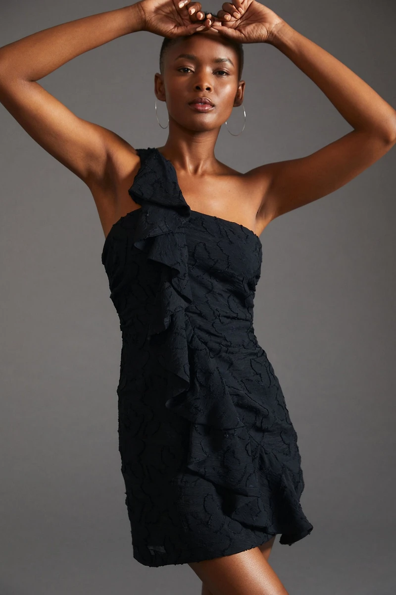 Ruffled One Shoulder Mini Dress