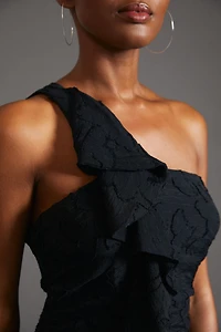 Ruffled One Shoulder Mini Dress
