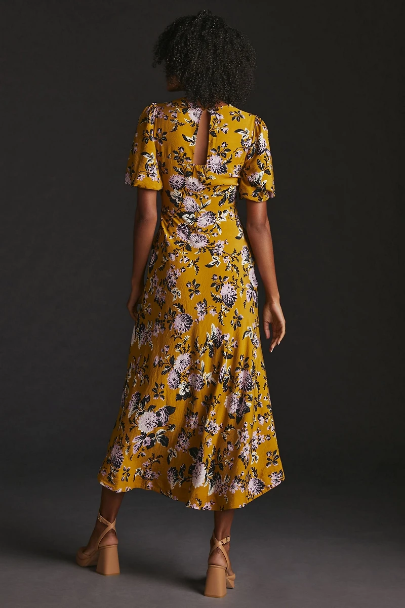 Maeve Floral Puff-Sleeve Midi Dress