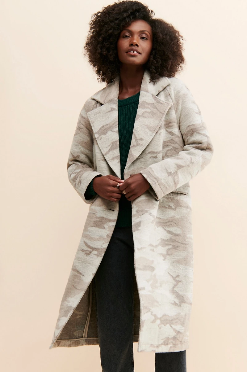 Avec Les Filles Camo Printed Overcoat