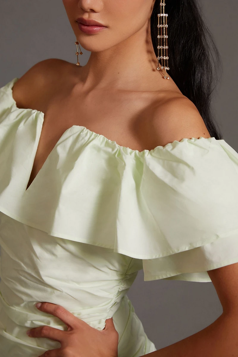 Maeve Ruched Off-The-Shoulder Dress