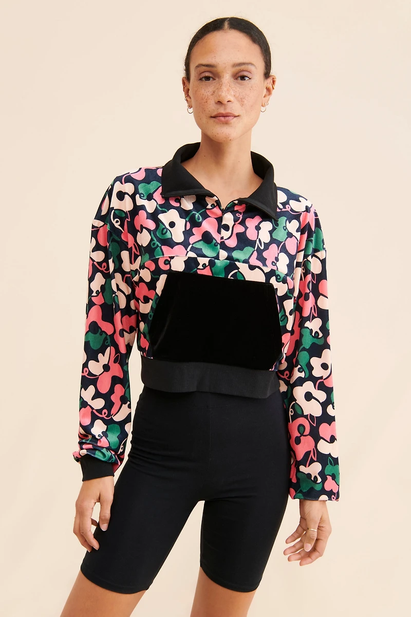 Dazey LA Velvet Half-Zip Pullover