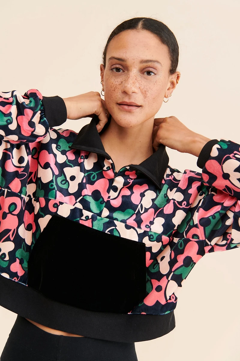 Dazey LA Velvet Half-Zip Pullover