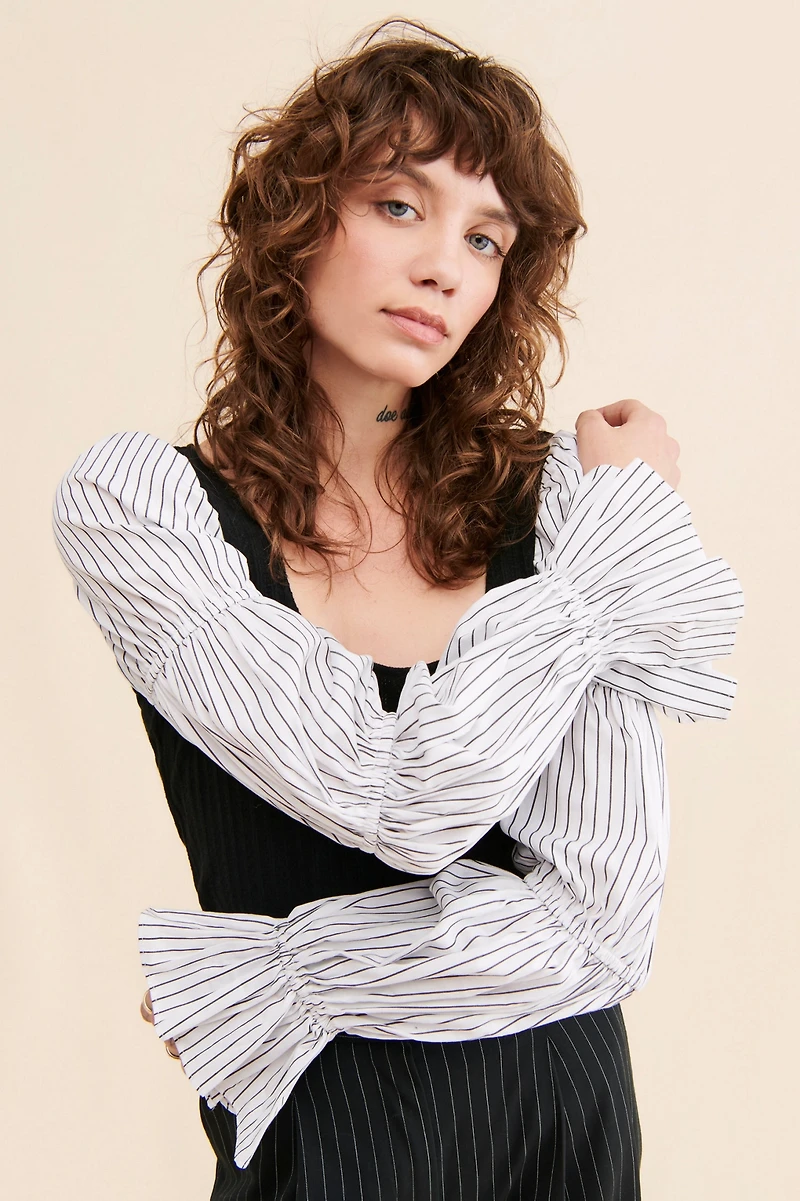 Hutch Mixed Media Cinched Sleeve Top
