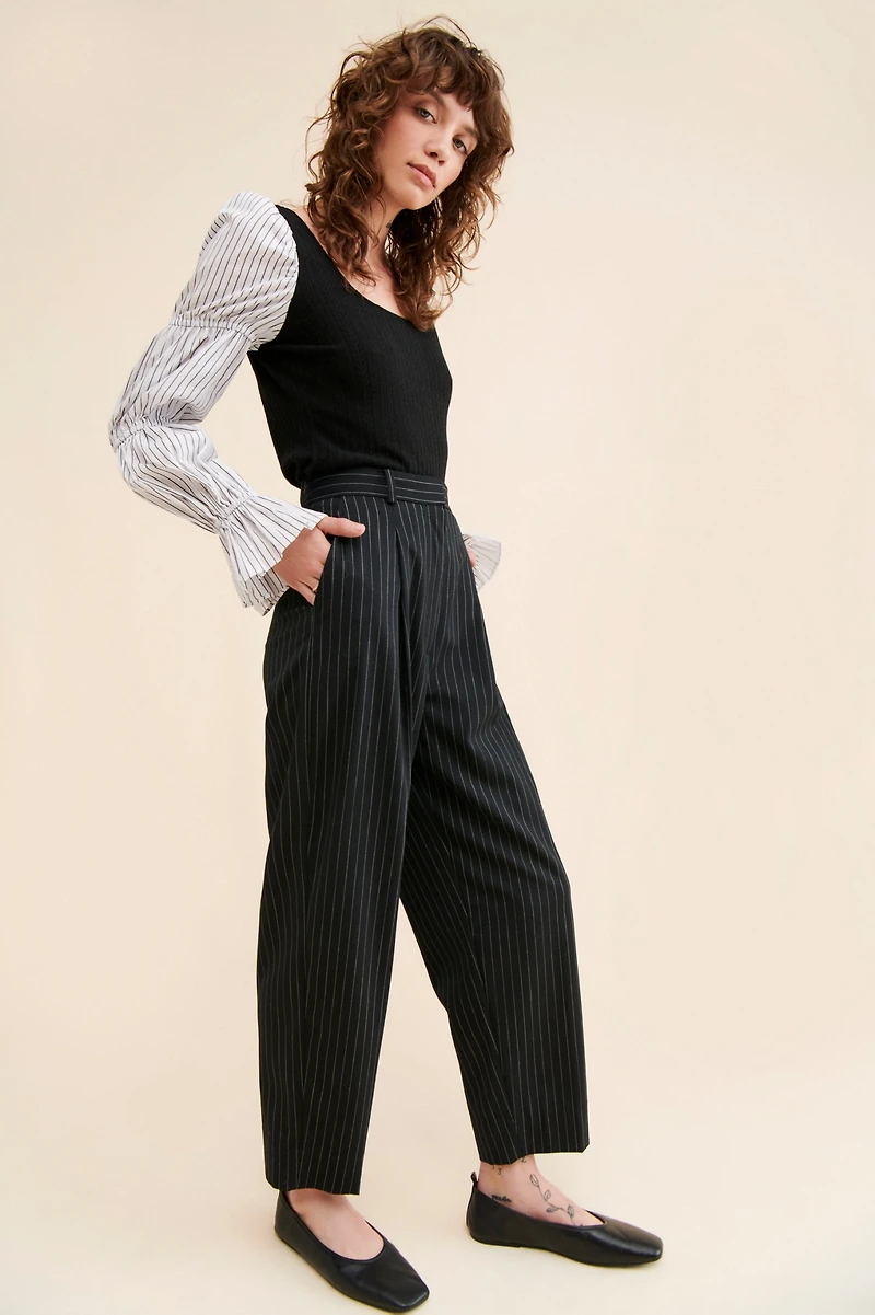 Hutch Mixed Media Cinched Sleeve Top