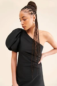 Aureta One-Shoulder Puff-Sleeve Dress