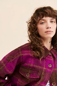 Good American Plaid Oversized Shirt Jacket