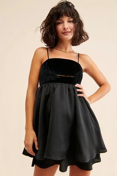 Du Paradis Mixed Media Mini Dress