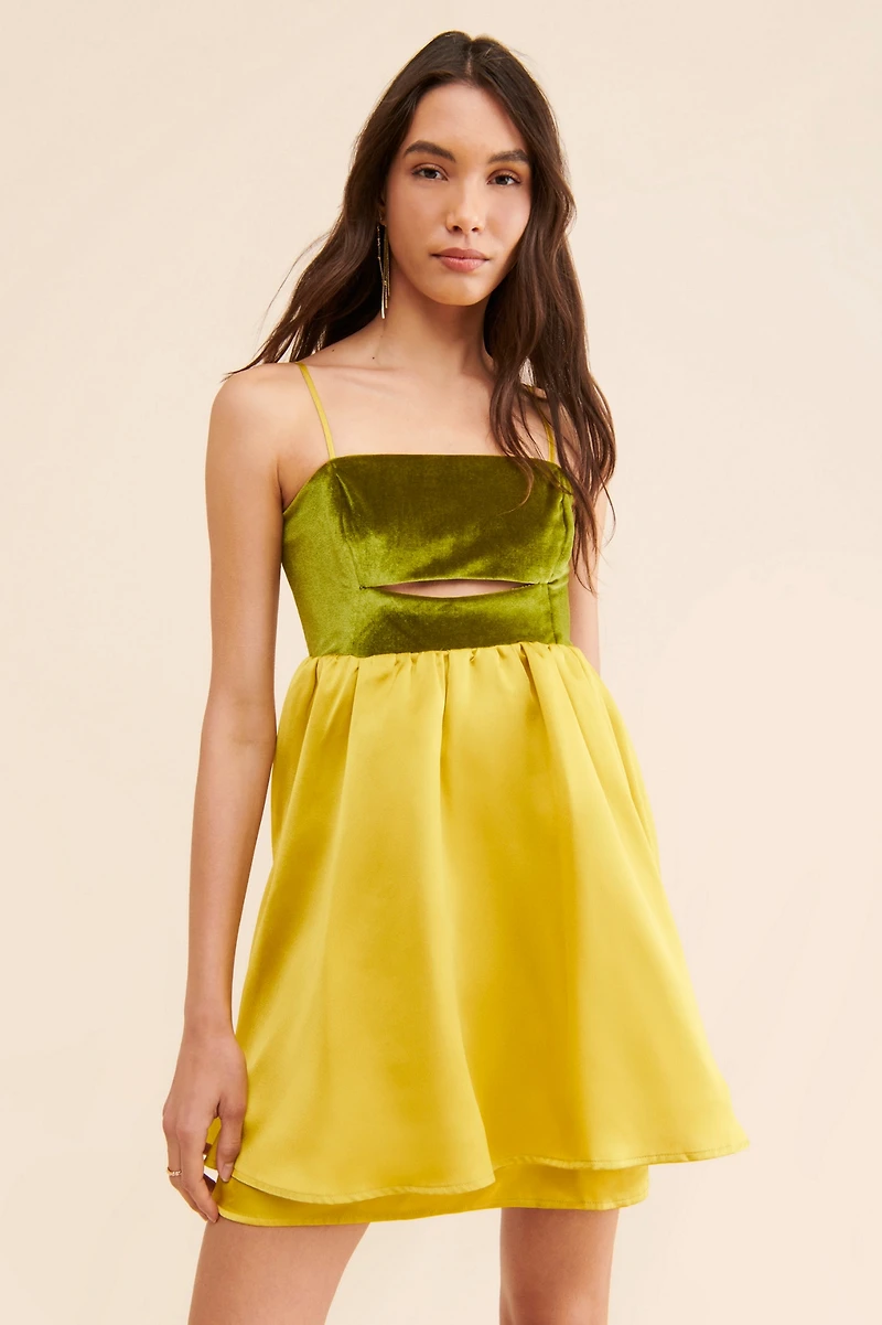 Du Paradis Mixed Media Mini Dress