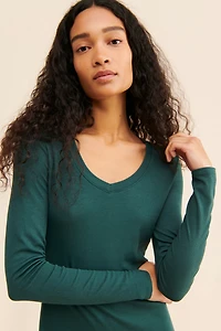 Bordeaux Slim V-Neck Maxi Dress