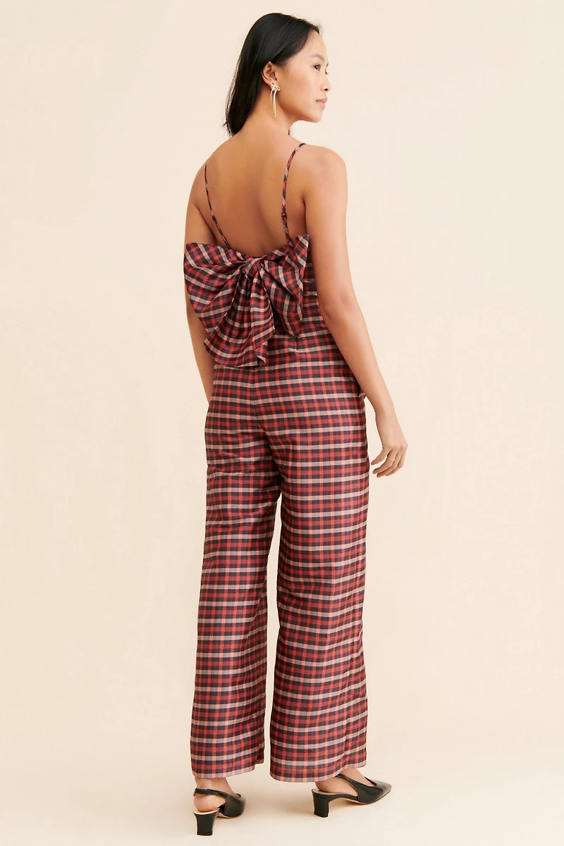 Hutch Plaid Bow Jumpsuit
