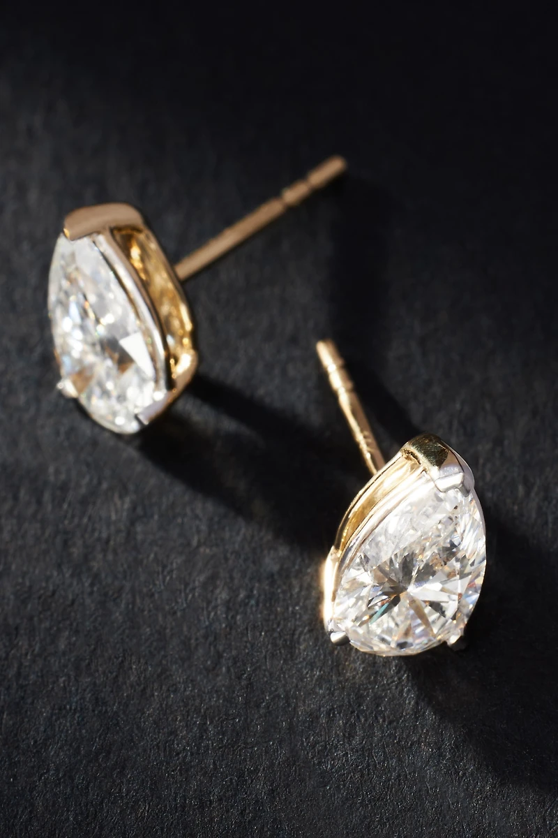 Pear-Cut 2ct Diamond Post Earrings