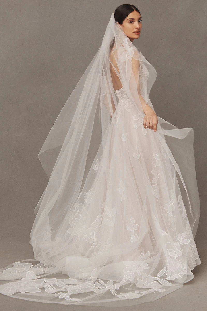 Watters Abstract Floral Chapel Veil