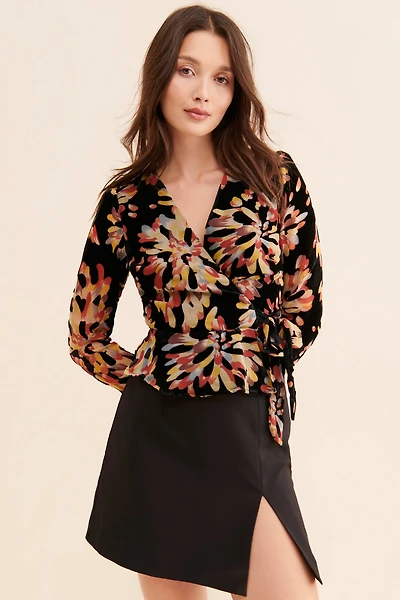 Adelyn Rae Anisse Velvet Wrap Top