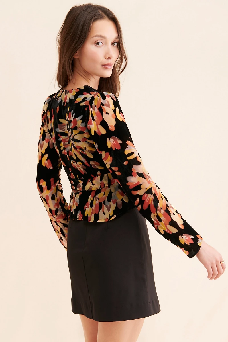 Adelyn Rae Anisse Velvet Wrap Top
