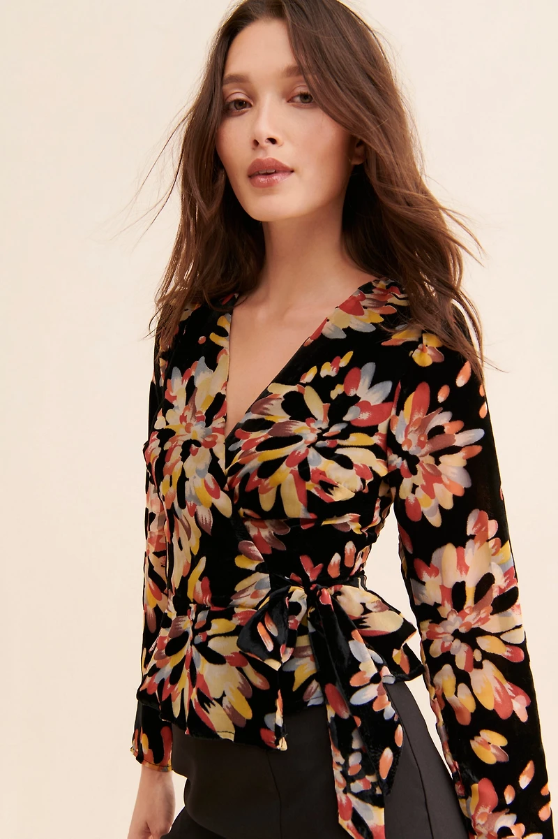 Adelyn Rae Anisse Velvet Wrap Top