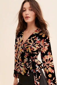 Adelyn Rae Anisse Velvet Wrap Top