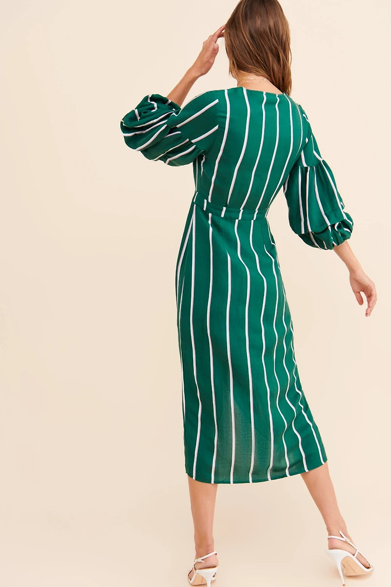 Steele Meyer Stripe Wrap Midi Dress