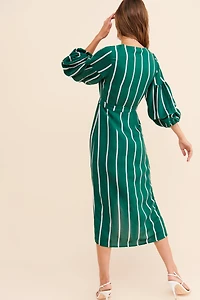 Steele Meyer Stripe Wrap Midi Dress