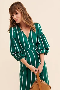 Steele Meyer Stripe Wrap Midi Dress