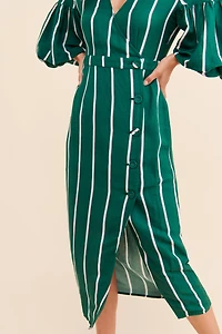 Steele Meyer Stripe Wrap Midi Dress