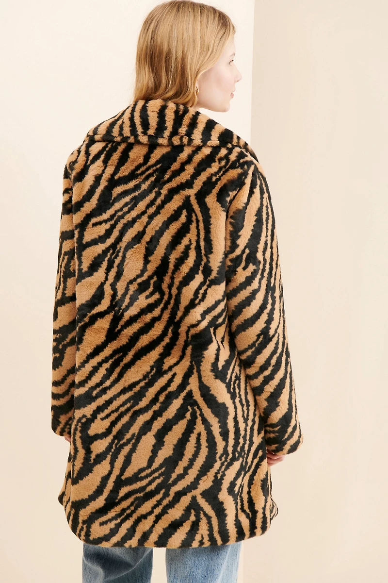 Ruby + Ed Zebra Oversized Faux Fur Coat