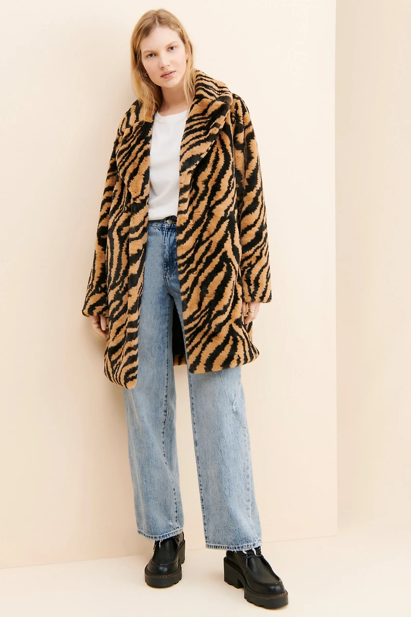 Ruby + Ed Zebra Oversized Faux Fur Coat