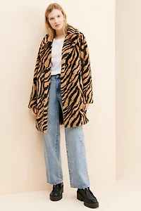 Ruby + Ed Zebra Oversized Faux Fur Coat