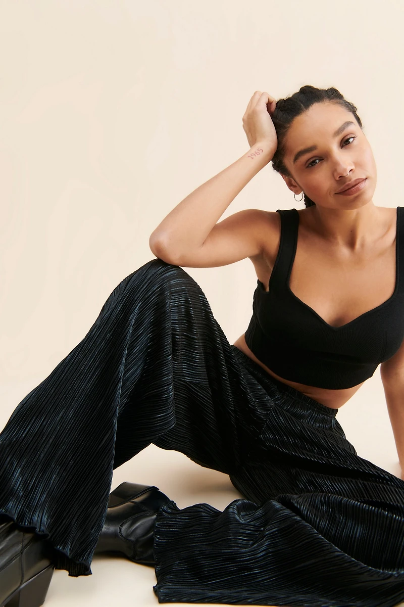 Good American Shine Plisse Pants