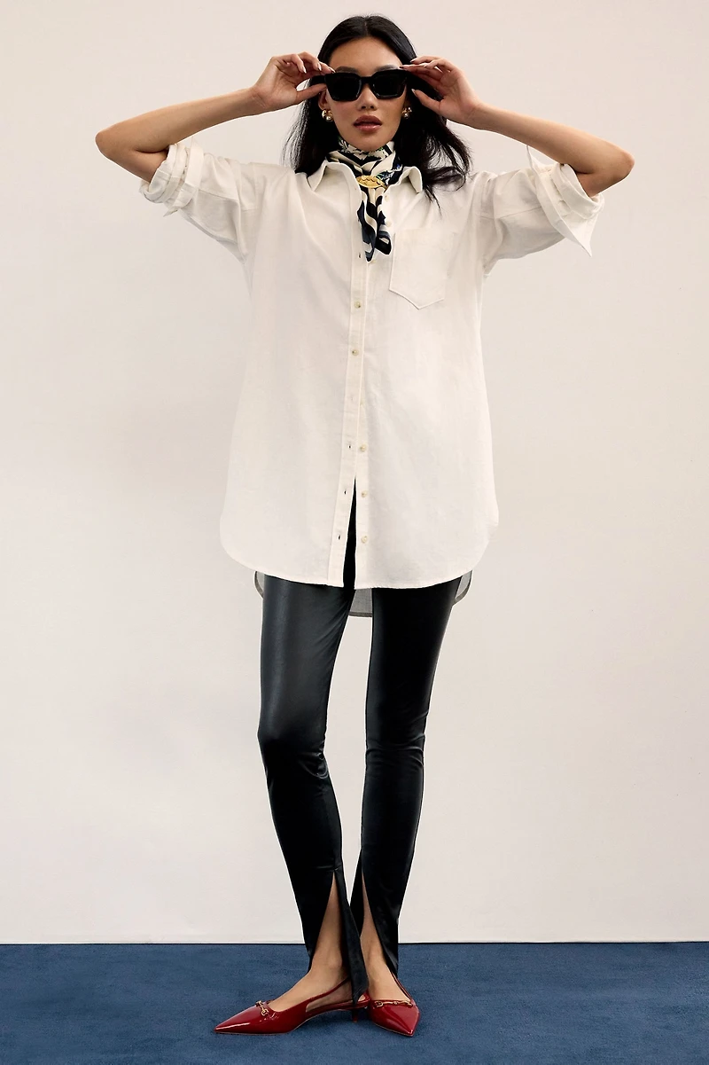 Bagatelle High-Waisted Vegan Leather Slit Leggings