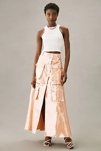 Let Me Be Metallic Cargo Maxi Skirt
