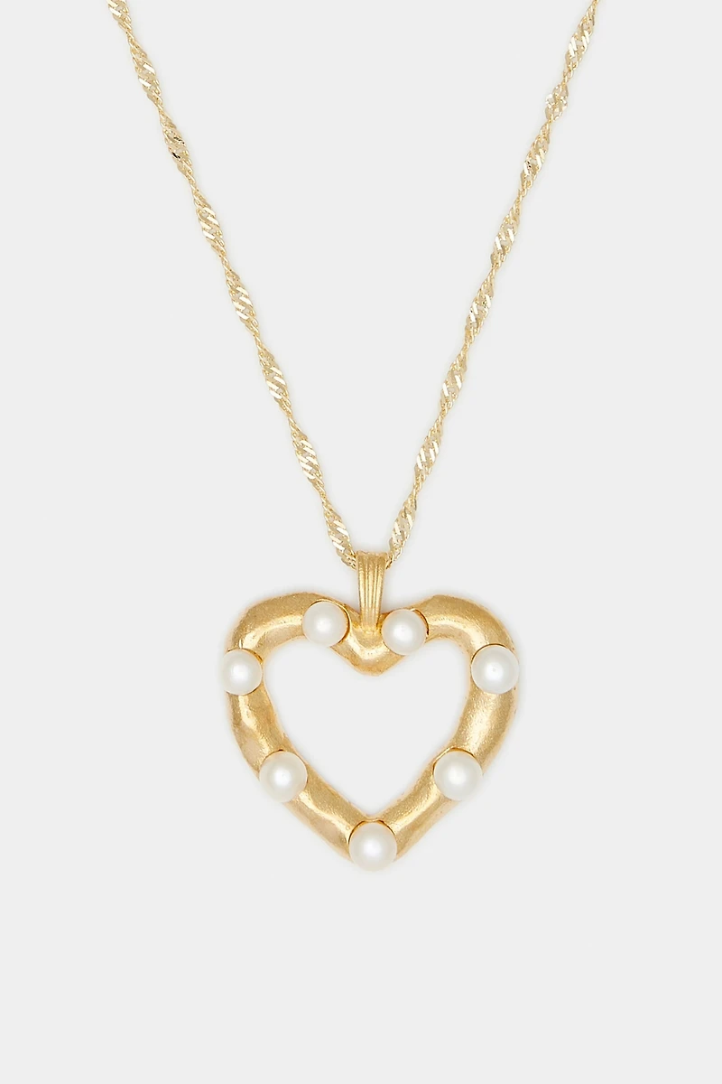 Deux Lions Jewelry Lulu Pearl Heart Necklace