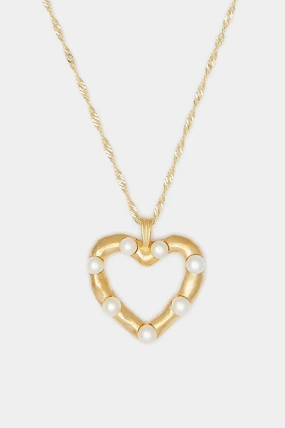 Deux Lions Jewelry Lulu Pearl Heart Necklace