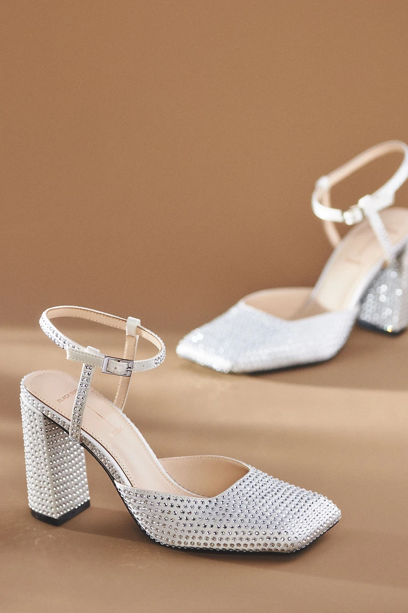 Black Suede Studio Meadow Rhinestone Heels