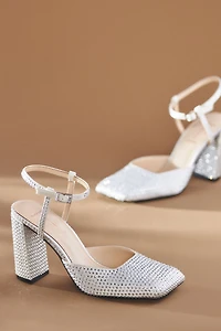 Black Suede Studio Meadow Rhinestone Heels