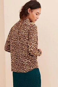 Amour Vert Silk Leopard Blouse