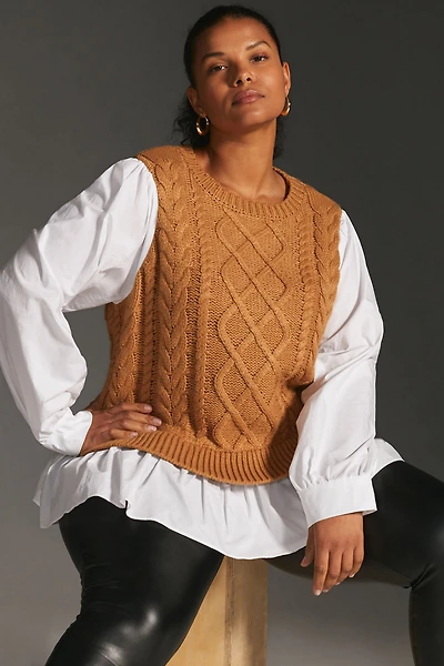 English Factory Sweater Vest & Blouse Layered Top