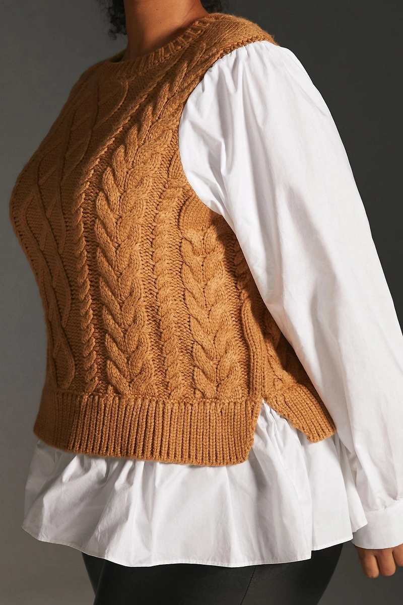 English Factory Sweater Vest & Blouse Layered Top