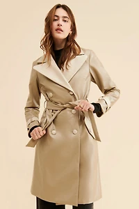 Hutch Colorblock Vegan Leather Trench Coat