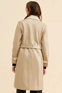 Hutch Colorblock Vegan Leather Trench Coat