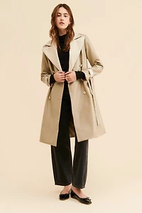 Hutch Colorblock Vegan Leather Trench Coat